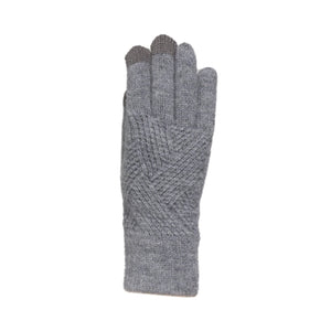 THSS2664GX: Medium Grey: Pattern Rib Knit Gloves