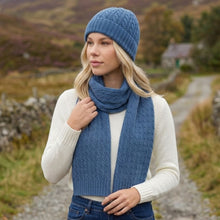 Load image into Gallery viewer, THSS2665: Coral Blue: Cable Knit Scarf
