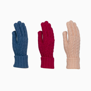 THSS2665GX: Coral Blue: Cable Knit Gloves