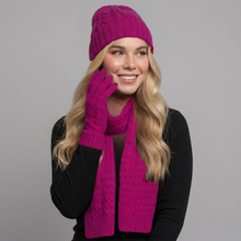 Load image into Gallery viewer, THSS2667: Hot Pink: Cable Knit Scarf
