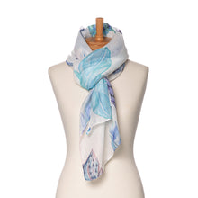 Load image into Gallery viewer, THSS2720: Blue: Feather Pattern Scarf
