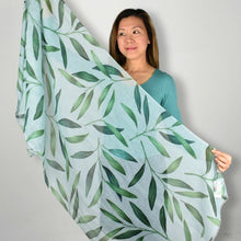 Load image into Gallery viewer, THSS2747: Mint: Leaves Scarf
