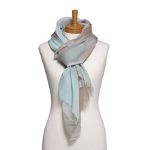 Load image into Gallery viewer, THSS2773: Aqua Beige: Checkered Scarf
