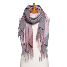 Load image into Gallery viewer, THSS2777: Pink: Autumn Checkered Scarf
