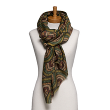 Load image into Gallery viewer, THSS2780: Forest Green: Outback Mosaic Print Scarf - J'adore Gifts 
