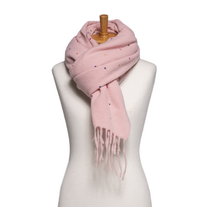 THSS2790: Pink: Speckled Fringe Scarf