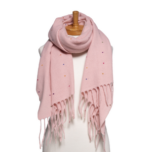 THSS2790: Pink: Speckled Fringe Scarf