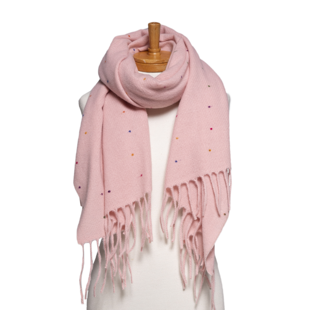 THSS2790: Pink: Speckled Fringe Scarf