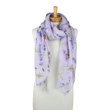 Load image into Gallery viewer, THSS2793: Purple: Lavender Bees Garden Scarf

