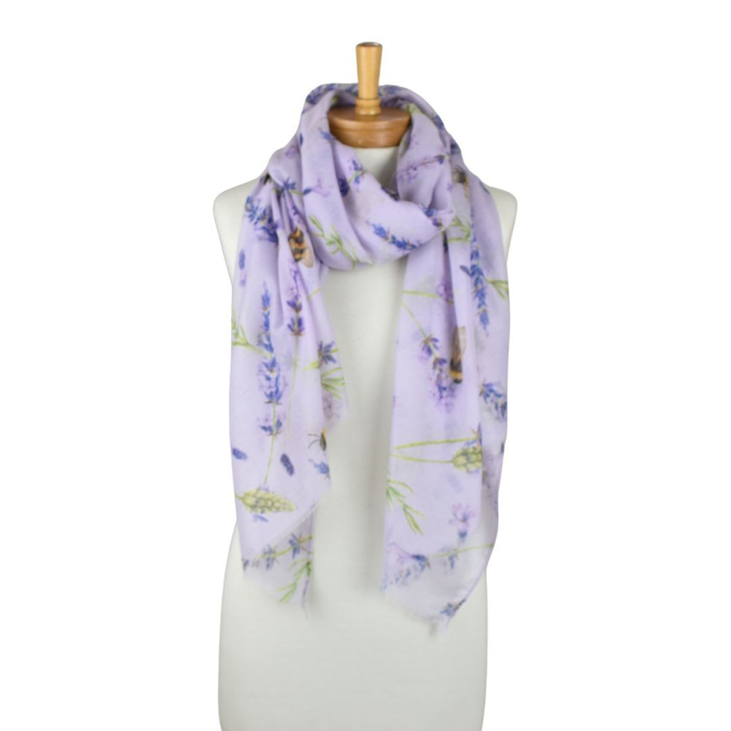 THSS2793: Purple: Lavender Bees Garden Scarf