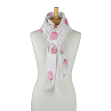 Load image into Gallery viewer, THSS2794: Pink: Blooming Tulips Scarf
