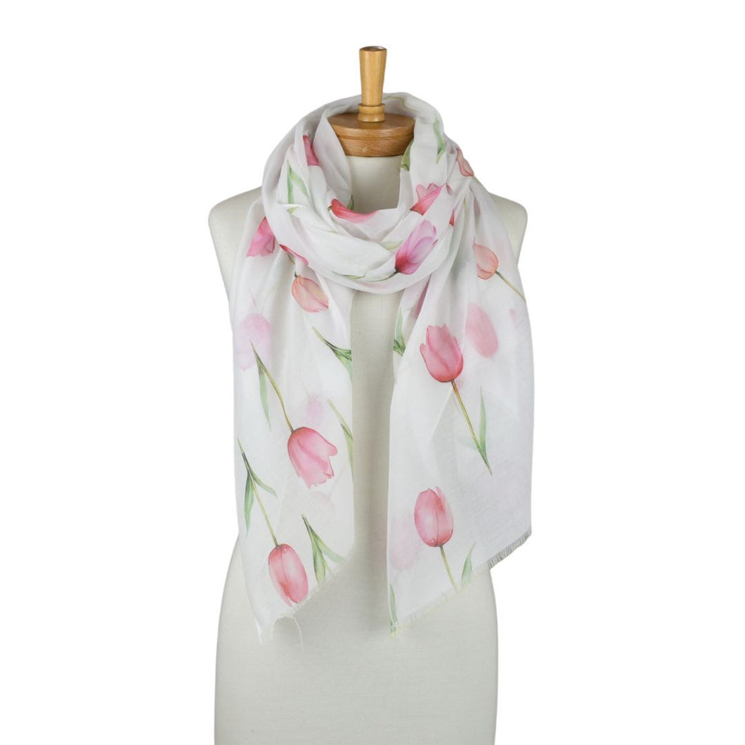 THSS2794: Pink: Blooming Tulips Scarf