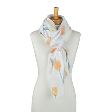 Load image into Gallery viewer, THSS2795: Orange: Blooming Tulips Scarf
