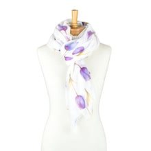 Load image into Gallery viewer, THSS2796: Purple: Blooming Tulips Scarf

