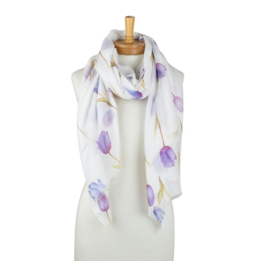 THSS2796: Purple: Blooming Tulips Scarf