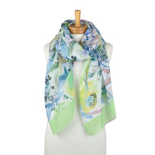 Load image into Gallery viewer, THSS2799: Green: Botanical Bloom Scarf
