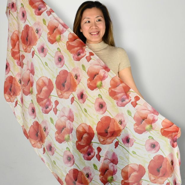 THSS2801: Red: Blushing Poppies Scarf