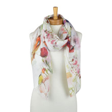 Load image into Gallery viewer, THSS2804: White: Birdsong Garden Scarf
