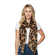 Load image into Gallery viewer, THSS2807: Tan: Leopard Print Scarf
