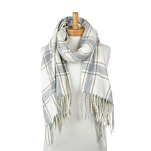 Load image into Gallery viewer, THSS2808: Cream: Checked Fringe Scarf
