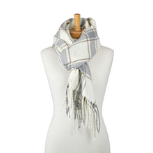 Load image into Gallery viewer, THSS2808: Cream: Checked Fringe Scarf
