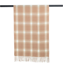 Load image into Gallery viewer, THSS2810: Brown: Checked Fringe Scarf
