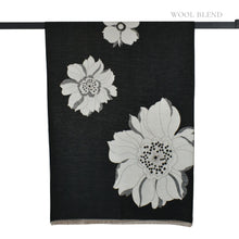 Load image into Gallery viewer, THSS2819: Black: Reversible Floral Scarf
