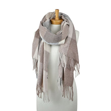 Load image into Gallery viewer, THSS2822: Taupe: Autumn Checkered Scarf

