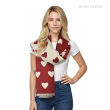 Load image into Gallery viewer, THSS2836: Ruby: Reversible Hearts Scarf
