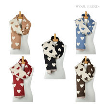 Load image into Gallery viewer, THSS2837: Chocolate: Reversible Hearts Scarf

