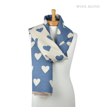 Load image into Gallery viewer, THSS2839: Denim: Reversible Hearts Scarf
