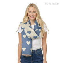 Load image into Gallery viewer, THSS2839: Denim: Reversible Hearts Scarf
