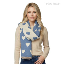 Load image into Gallery viewer, THSS2839: Denim: Reversible Hearts Scarf
