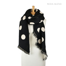 Load image into Gallery viewer, THSS2846: Black White: Reversible Polka Dot Scarf
