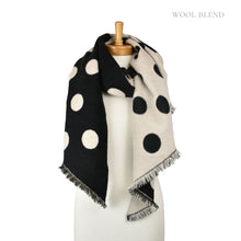 Load image into Gallery viewer, THSS2846: Black White: Reversible Polka Dot Scarf
