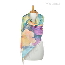 Load image into Gallery viewer, THSS2852: Multicolour: Gardenia Watercolour Scarf
