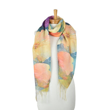 Load image into Gallery viewer, THSS2852V: Multicolour: Gardenia Watercolour Scarf
