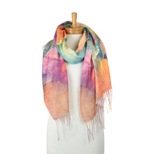 Load image into Gallery viewer, THSS2852V: Multicolour: Gardenia Watercolour Scarf
