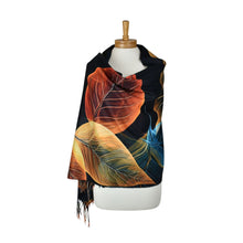 Load image into Gallery viewer, THSS2854: Black: Leaf Art Scarf
