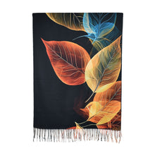 Load image into Gallery viewer, THSS2854: Black: Leaf Art Scarf
