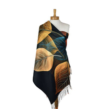 Load image into Gallery viewer, THSS2854: Black: Leaf Art Scarf
