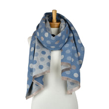 Load image into Gallery viewer, THSS2863: Blue: Reversible Multi Polka Dots Scarf
