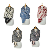 Load image into Gallery viewer, THSS2864: Red: Reversible Multi Polka Dots Scarf
