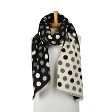 Load image into Gallery viewer, THSS2867: Black: Reversible Multi Polka Dots Scarf
