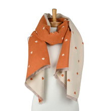 Load image into Gallery viewer, THSS2875: Orange: Reversible Petite Hearts Scarf
