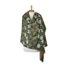 Load image into Gallery viewer, THSS2881: Olive Green: Reversible Multi Gingko Scarf

