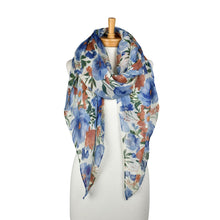 Load image into Gallery viewer, THSS2885: Blue: Botanical Garden Floral Scarf
