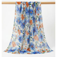 Load image into Gallery viewer, THSS2885: Blue: Botanical Garden Floral Scarf
