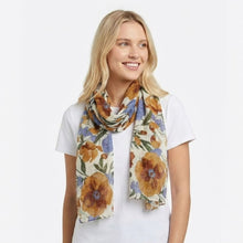 Load image into Gallery viewer, THSS2886: Brown: Botanical Garden Floral Scarf
