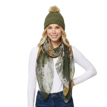 Load image into Gallery viewer, THSS2894: Green Brown: Abstract Brushstroke Scarf
